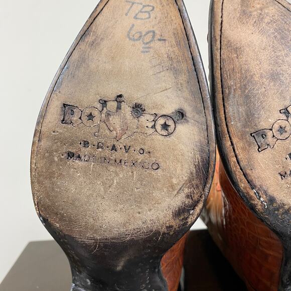 Rodeo Bravo Alligator Headcut Boots Western Cowboy Men's 8.5 - Picture 8 of 10